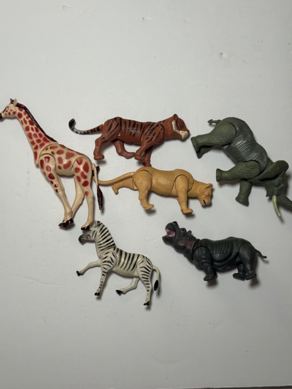 Vintage Toy Major Safari Animal Figures Lot 6 Giraffe Tiger Elephant Zebra Hippo - Picture 3 of 3